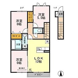 エイトサザンコートA 3LDKの間取図画像