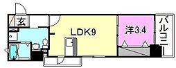GARIREOCITYTERRACE 1LDKの間取図画像