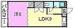 ロイヤル三津 1LDKの間取図画像