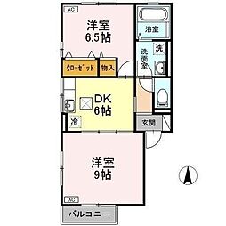 リビングタウン高岡A 2DKの間取図画像
