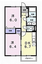 ドミールハイツ5 2DKの間取図画像