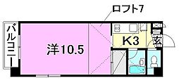 レーベン池田第6ビル 1Kの間取図画像