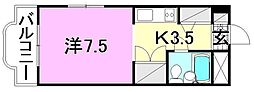 レジデンス勝山 1Kの間取図画像