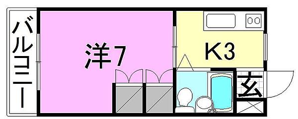 八束ハイツ 207 号室｜愛媛県松山市土居田町(賃貸マンション1K・2階・20.00㎡)の写真 その2