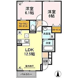 エステートはなみずきC 2LDKの間取図画像