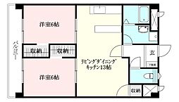 室町ビル室町ハイツ 2LDKの間取図画像