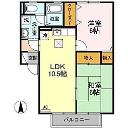 セジュール力石A 2LDKの間取図画像