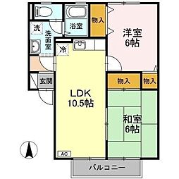 セジュール力石A 2LDKの間取図画像