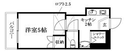 プチマロン 1Kの間取図画像