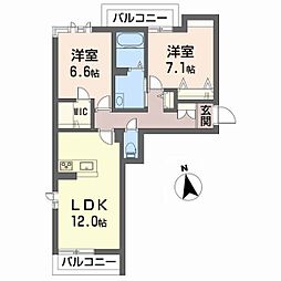 ボヌールレジデンス鷹子 2LDKの間取図画像