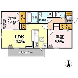 プレジデント持田A 2LDKの間取図画像