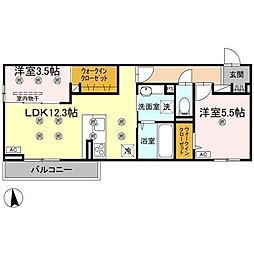 フジコH 2LDKの間取図画像