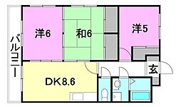 フォートレスハイツ白石 3DKの間取図画像
