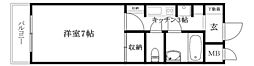 サンエイハイツ萱町 1Kの間取図画像