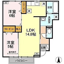 シェルセオン 2LDKの間取図画像