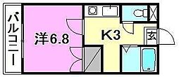 桑原マンション 1Kの間取図画像