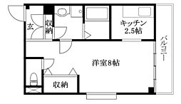 プレアール三番町 1Kの間取図画像