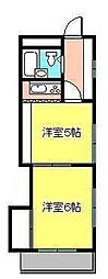第91杉フラット 2Kの間取図画像