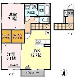 サリナス土居田 2LDKの間取図画像