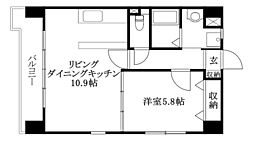 パルテールAISHIN 1LDKの間取図画像