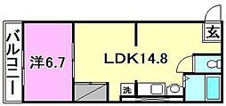 ピカデリーサーカス衣山 1LDKの間取図画像