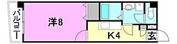 メルシーコート 1Kの間取図画像