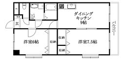 グレース久万ノ台 2DKの間取図画像