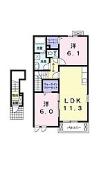 ルシエル2 2LDKの間取図画像