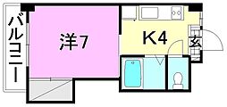 ミラハイツ枝松 1Kの間取図画像