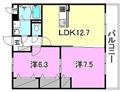 ルミナスローズ 2LDKの間取図画像
