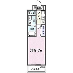 クレール 1Kの間取図画像