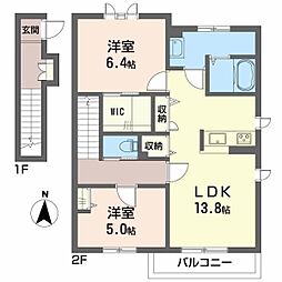 シャーメゾン南吉田A 2LDKの間取図画像