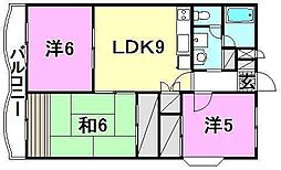 シャルマン市坪 3LDKの間取図画像