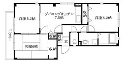 フォブール生石 3DKの間取図画像