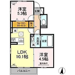 レジデンスけやき 2LDKの間取図画像