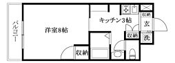 エコール久米 1Kの間取図画像