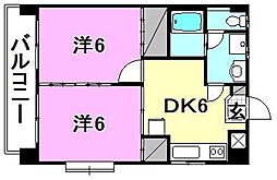 アプリーテ2 2DKの間取図画像