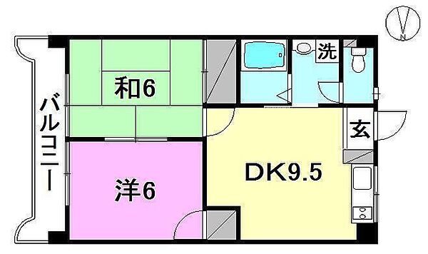 ハローコートＭ2 402 号室｜愛媛県松山市六軒家町(賃貸マンション2DK・4階・43.74㎡)の写真 その2