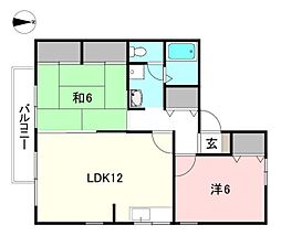 グランドール北土居B 2LDKの間取図画像