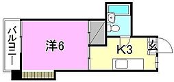 メゾン北斗 1Kの間取図画像