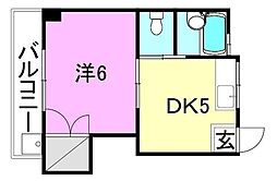 メゾンAD2 1DKの間取図画像