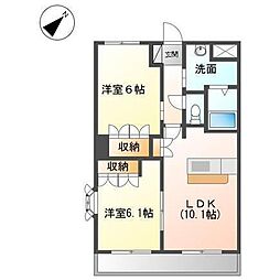 オレンジクレスト 2LDKの間取図画像