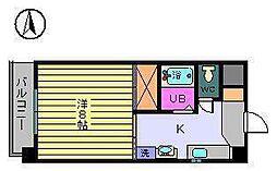 ピュアジュネスM・J・K 1Kの間取図画像