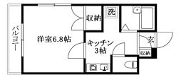 桑原マンション 1Kの間取図画像