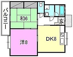 第4秀山コーポ 2DKの間取図画像