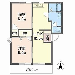 フレグランスピュア1 2LDKの間取図画像