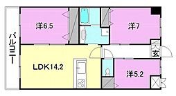 アルカサール道後 3LDKの間取図画像