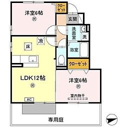カーサ城北C 2LDKの間取図画像