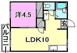 メゾンド田代B 1LDKの間取図画像