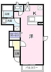 サンリットB棟 1Kの間取図画像